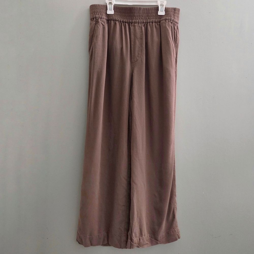 Madewell Drapeweave Carley Wide Leg Brown Pull on Trouser Pants Medium
